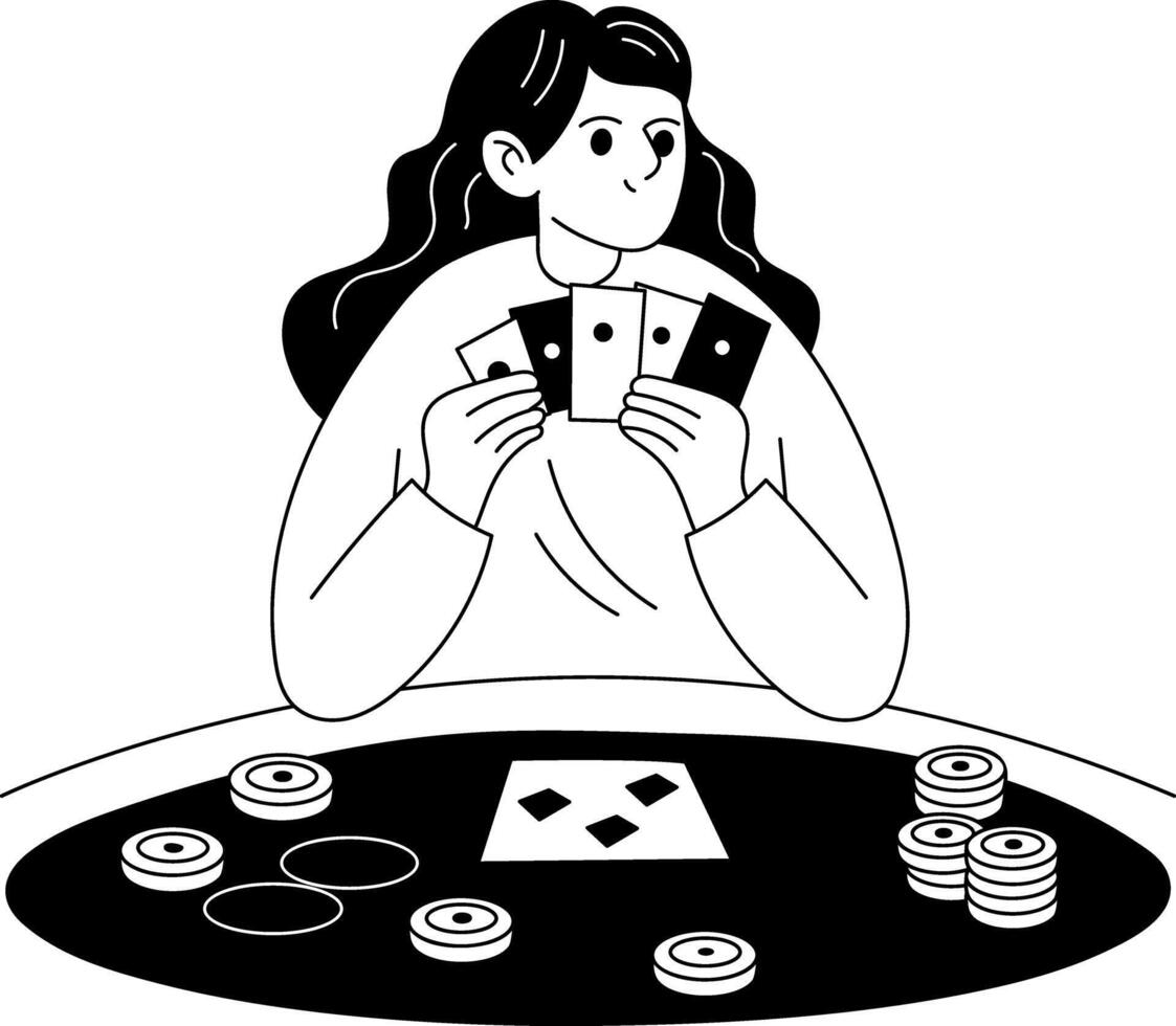 A glyph style illustration of poker player vector