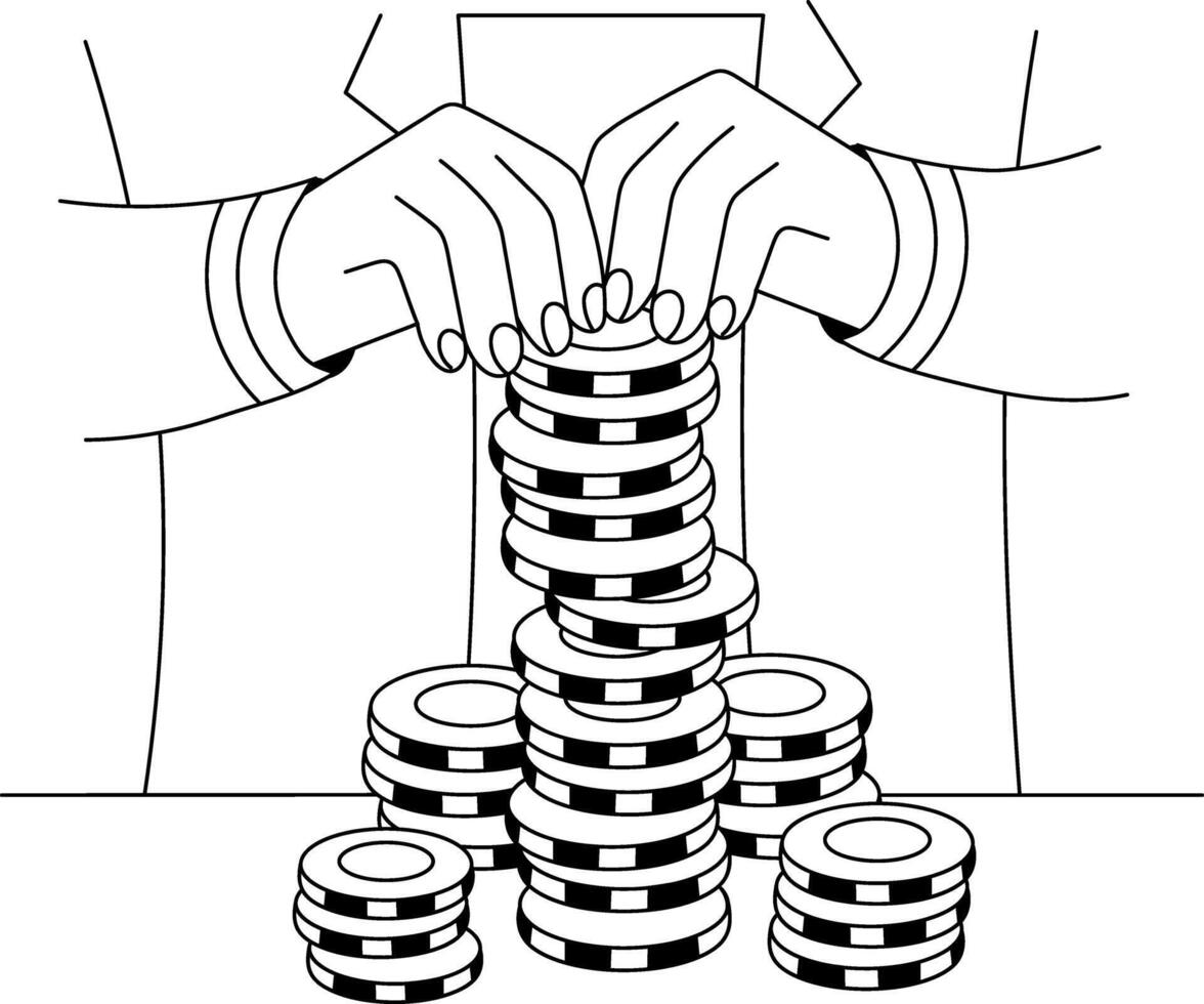 Chip tower illustration in glyph style vector