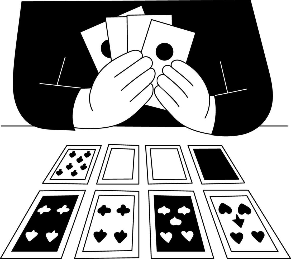 Trick cards illustration in drawing style vector
