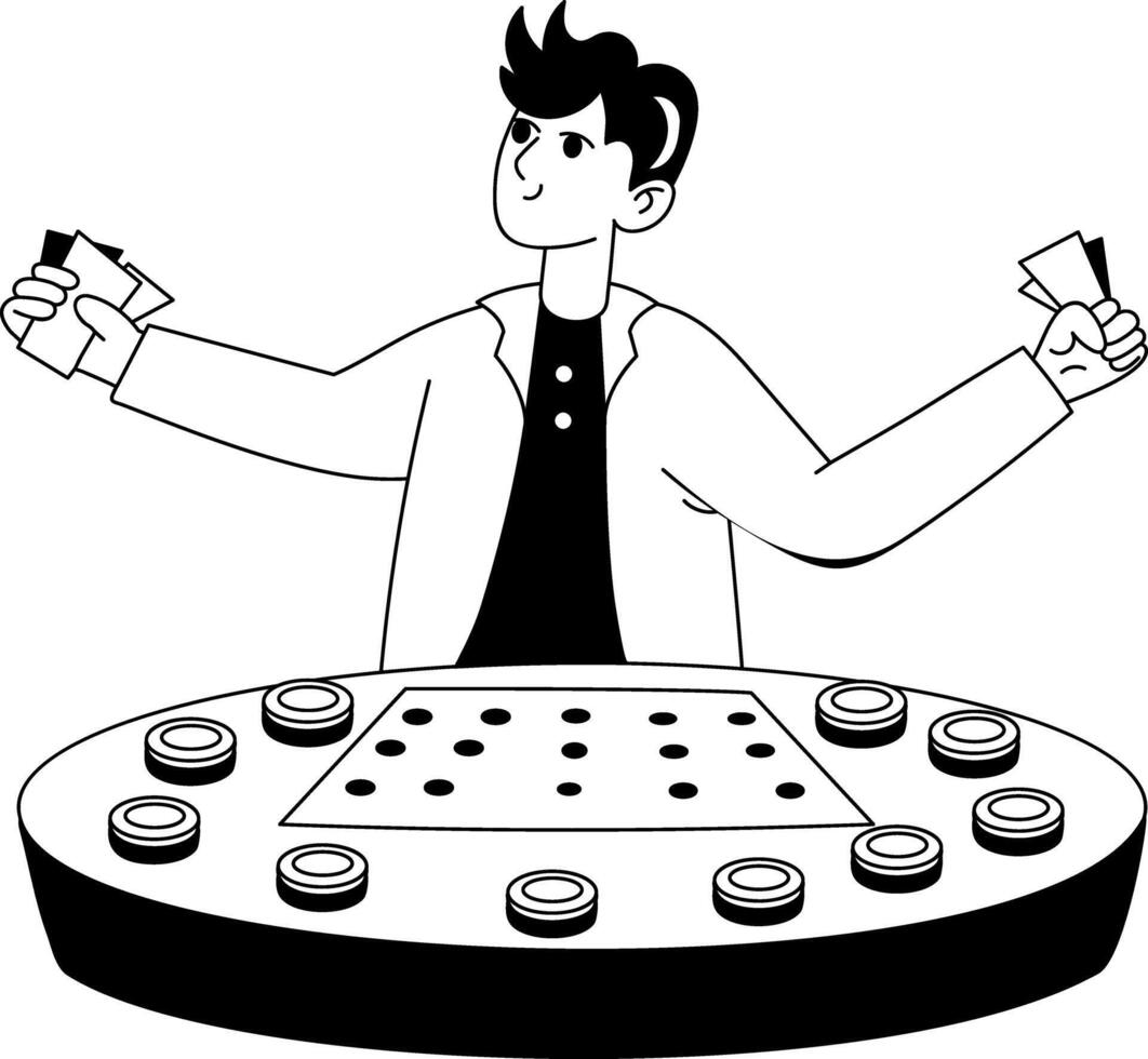 Casino player illustration in drawing style vector