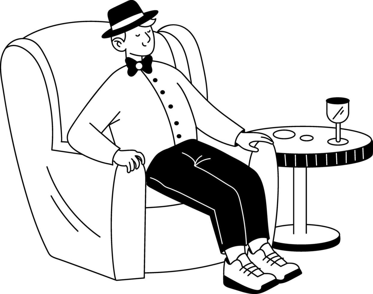 Vip gambler resting on a chair, glyph style illustration vector