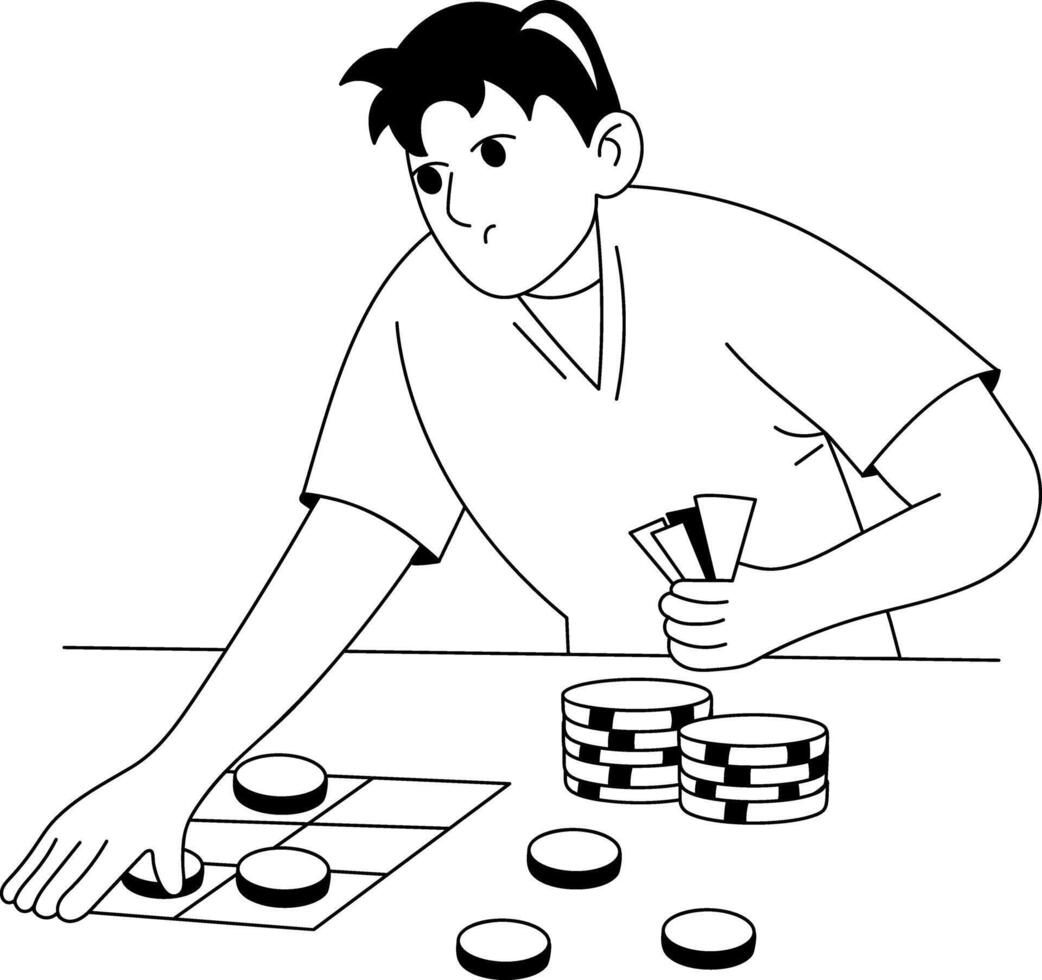 A character playing huge bet illustration in glyph style vector