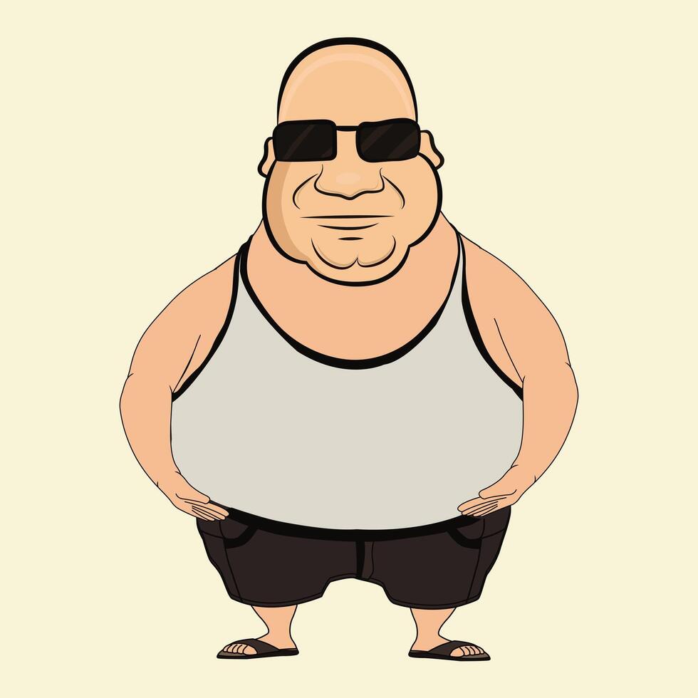 Fat old man isolated on a white background illustration vector
