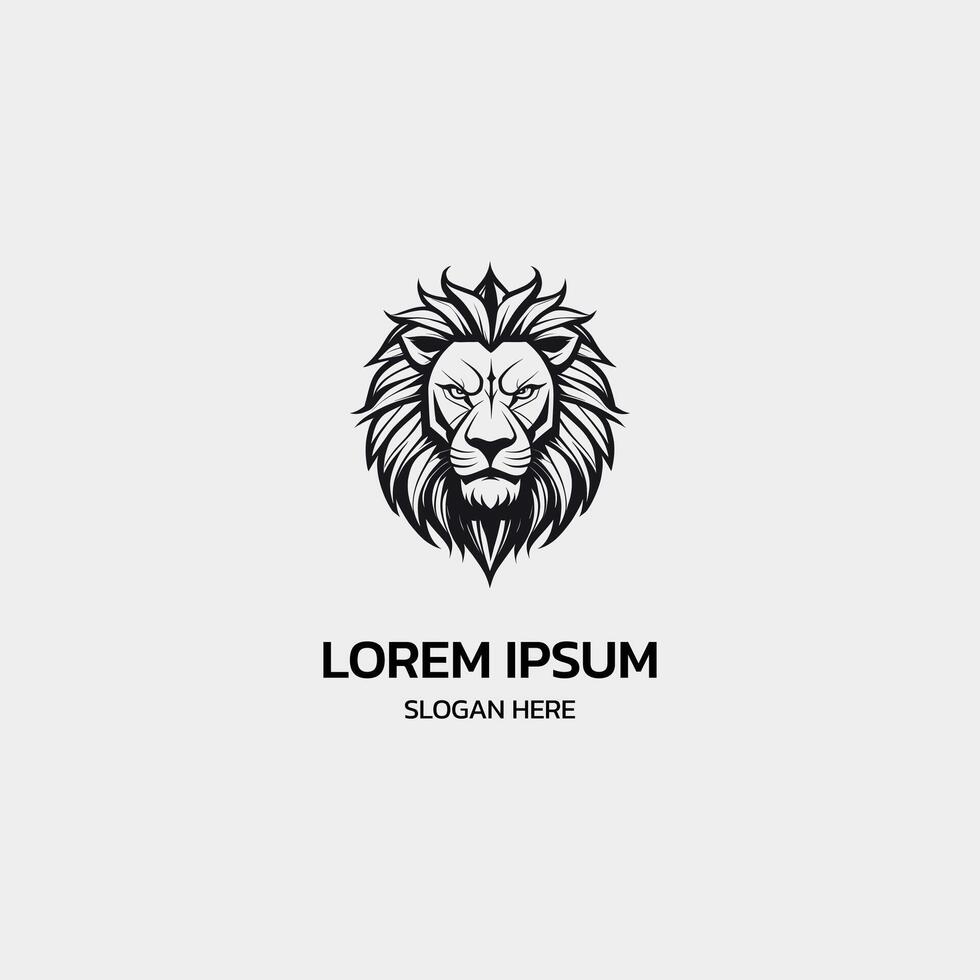 simple minimalist lion head logo template illustration icon element isolated on white background vector