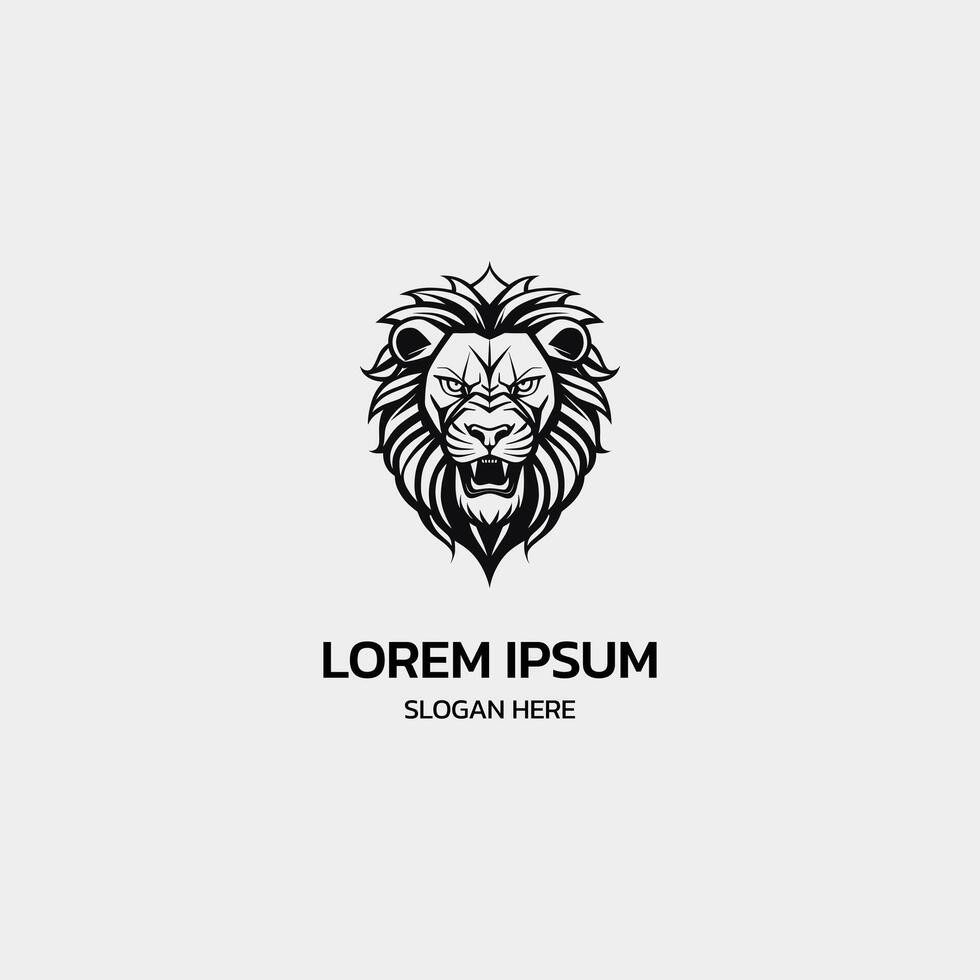minimalist lion head logo template illustration icon element isolated on white background vector