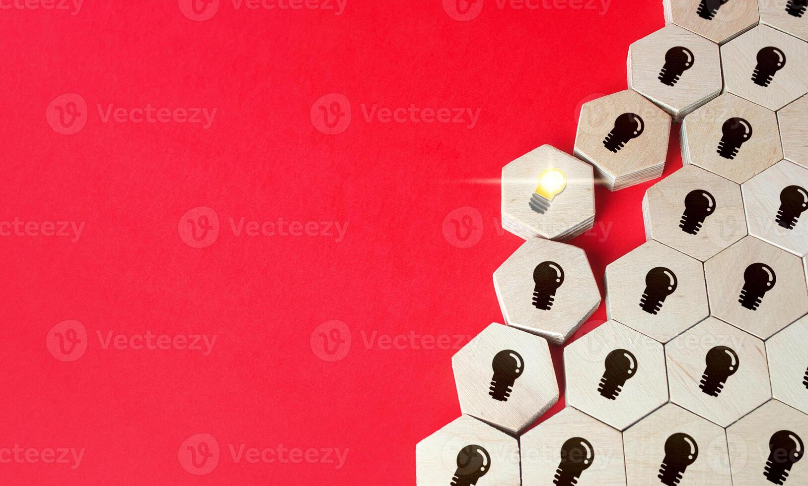 Luminous bulb idea breaks out. Breakthrough ideas. Innovation, fresh look. Revolutionary technology. Breaking new ground. Business unicorn. New paradigm. Successful uncommon solution to a problem. photo
