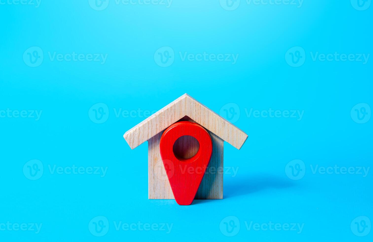House and red location pin icon. Concept of finding a home to buy or rent. House moving company. Search for housing options. Tracking and navigation. Purchase. Realtor services. Delivery place. photo