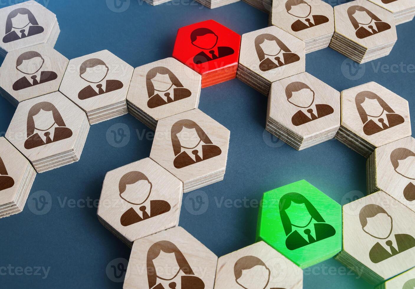 Communication in business structure. Resolution of issues and conflicts through contact managers. Non-negotiability versus responsiveness. Mediation, networking. Duplication of out of order employee. photo