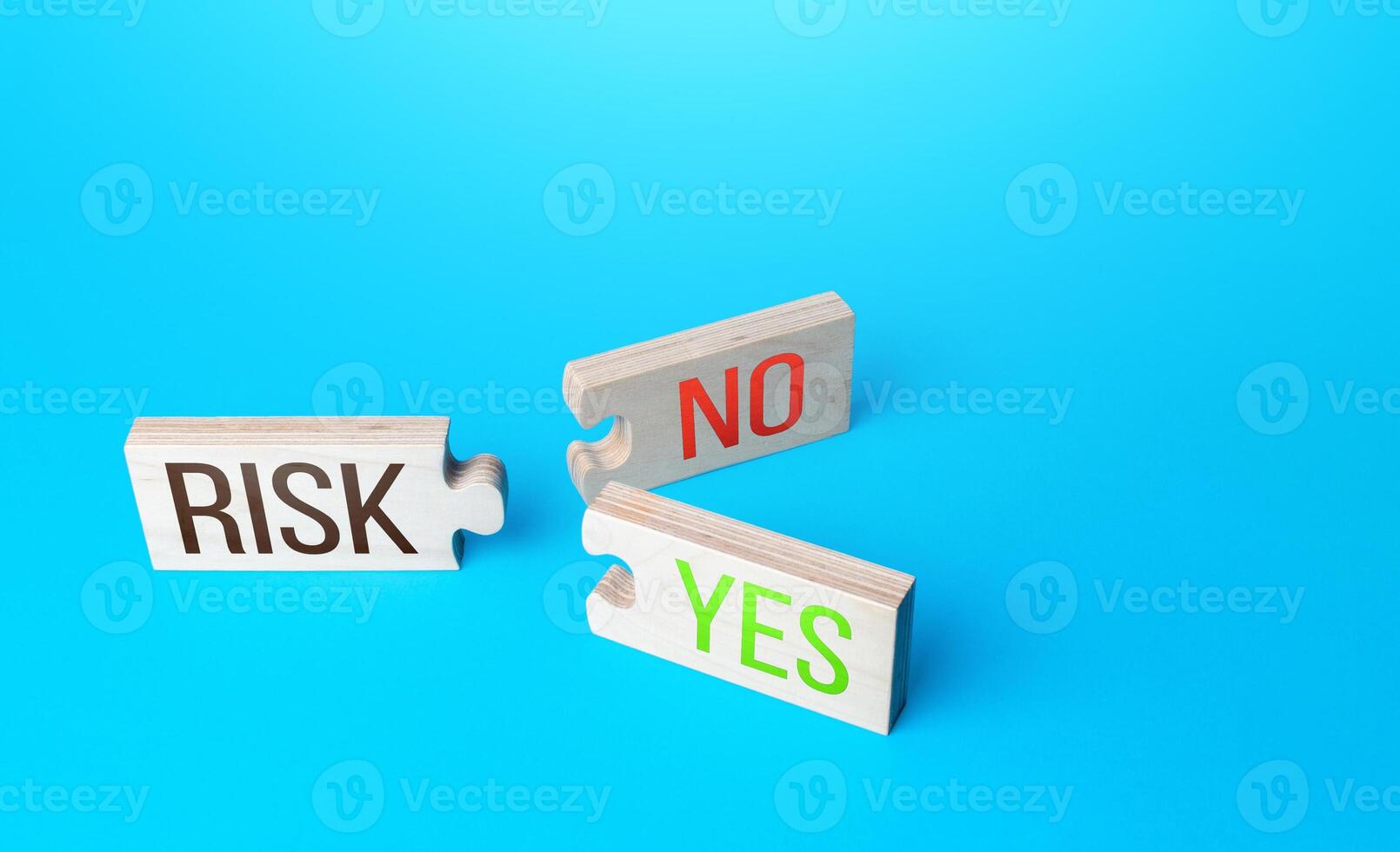 Risk puzzles with two Yes and No combinations connections. Business risk management concept. Forecasting and planning possible profit or consequences. Investment security. Company stress tolerance photo