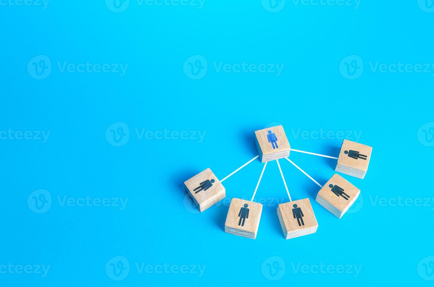 The head leader connected with employees by lines. Business personnel management. Delegation of work, distribution of responsibilities. Influence, mediator. Coordination and company management. photo