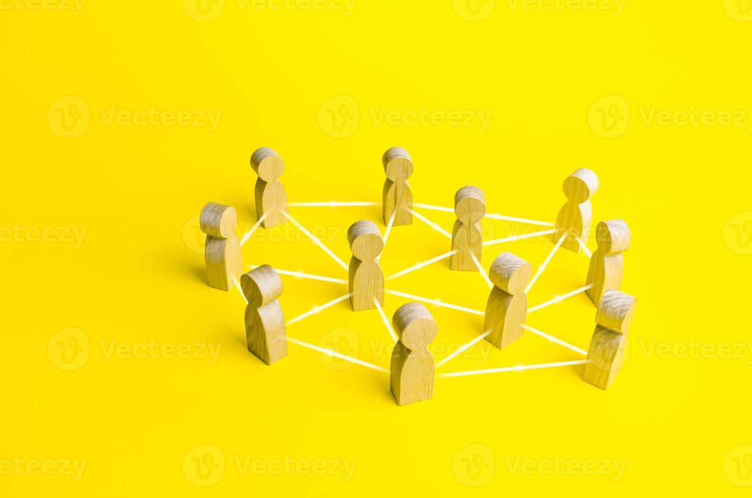 People connected by lines on a yellow background photo