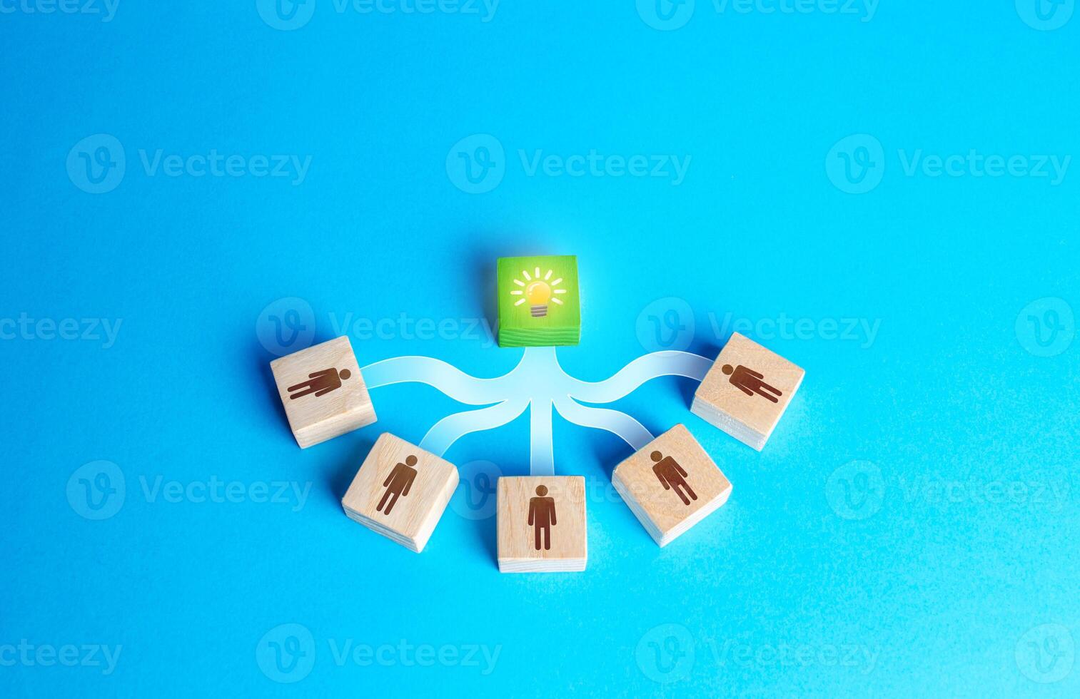 People united by a joint idea. Founding a business company around a startup project development. Cooperation teamwork. Achieving goal. Innovation, collective fresh ideas. Achieving task result. photo