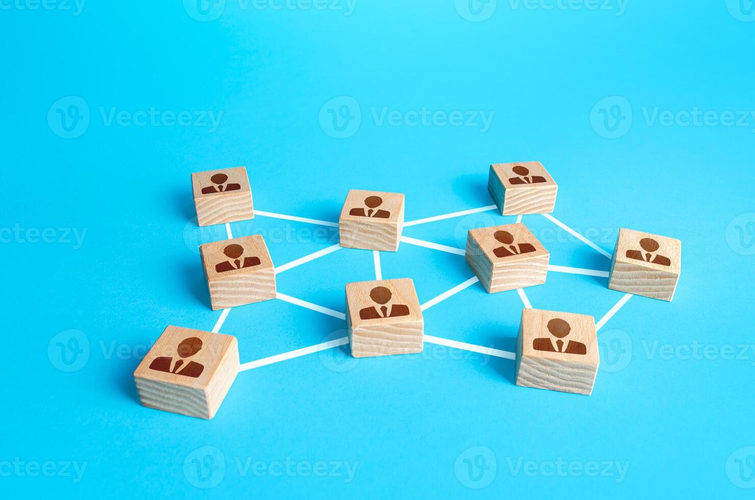 Network of connected people. Interaction between employees and community members. Distribution responsibilities between workers. Social communication. Information exchange relations. Unity cooperation photo