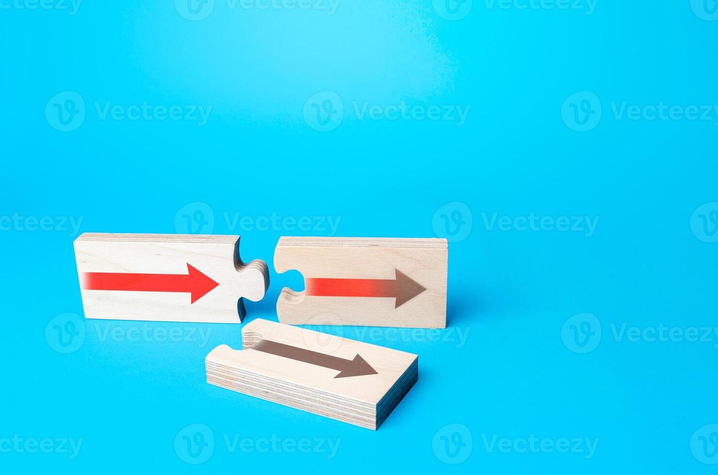Puzzles with arrows symbolizing the choice of correct option to continue. Choosing a further path, alternative options. Choice, new possibilities. Best pick selection, most simple and affordable way photo