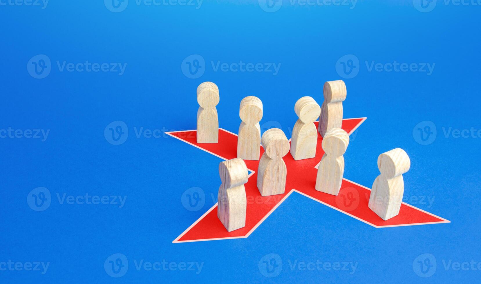 People stand in shape of a red x. Social discontent tension, protest. Disobedience. Unification into a political force of party. Consolidation, cooperation and collaboration. Public social initiative. photo