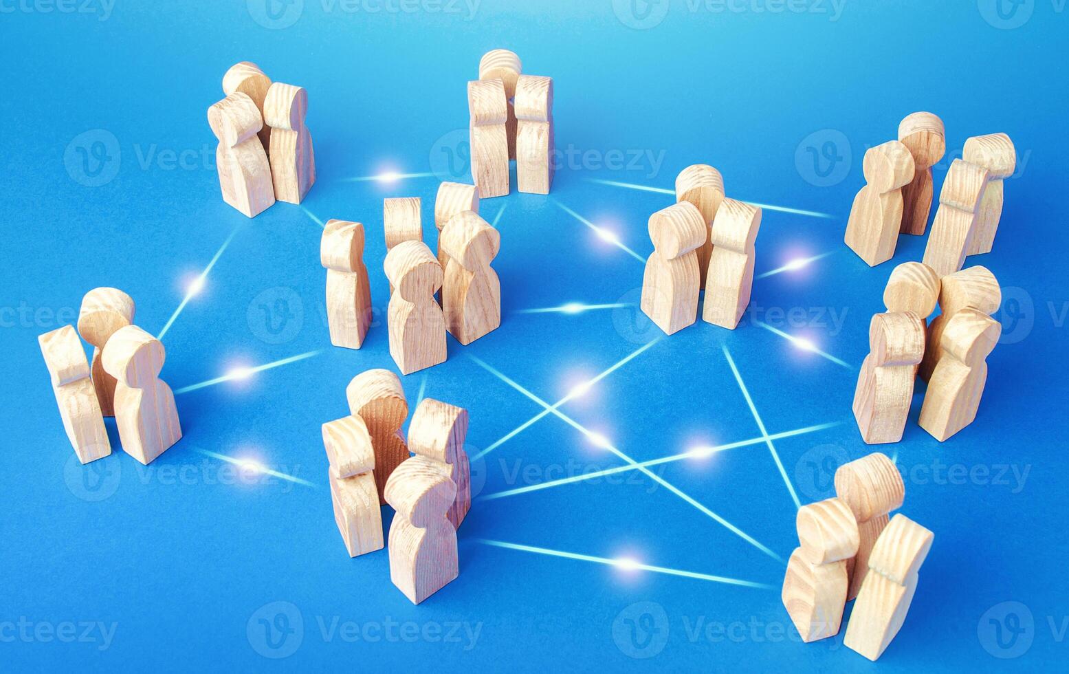 Connections of employees teams in the company. Coordination, knowledge sharing. Equal distribution of duties, high autonomy of units. Collaboration, teamwork. An effective business relationship system photo