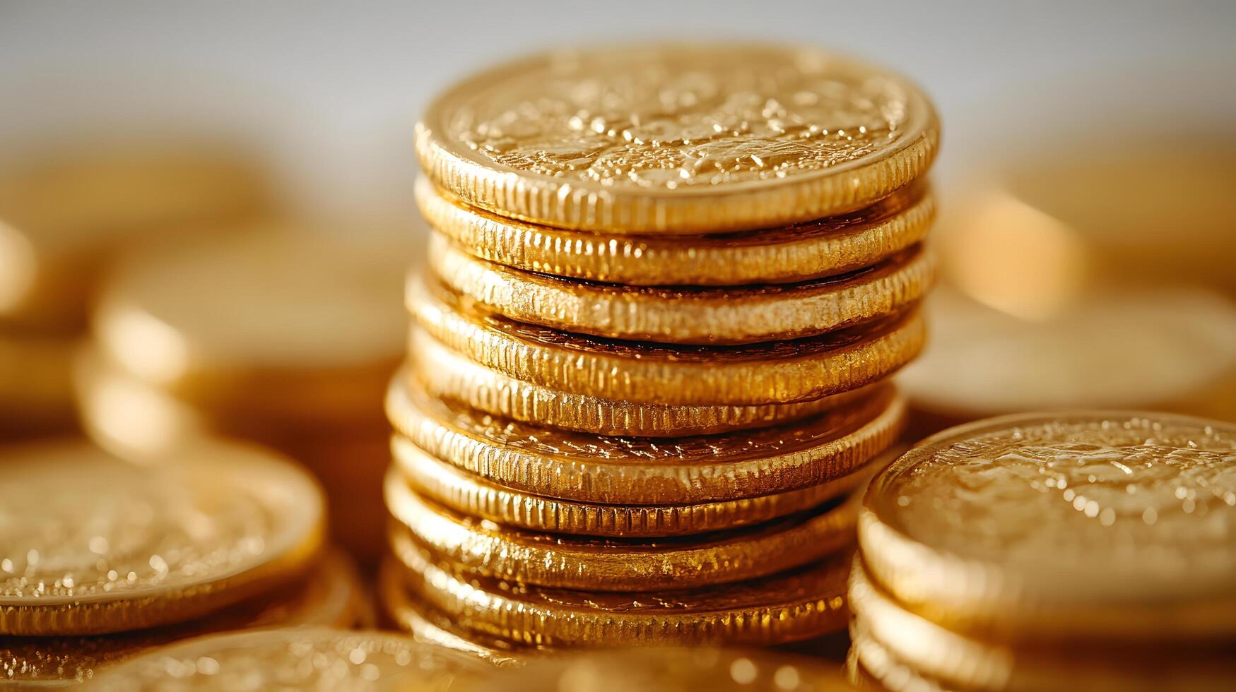Professional product photography of ascending stacked gold coins showing detailed metallic currency texture and financial wealth concept on white background. value photo