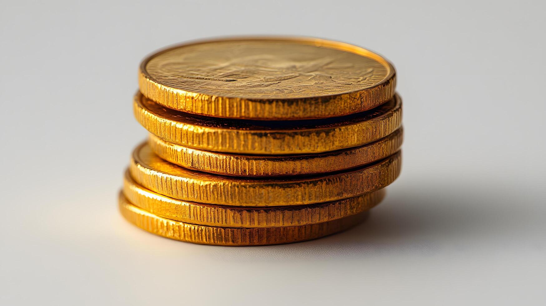 Professional product photography of ascending stacked gold coins showing detailed metallic currency texture and financial wealth concept on white background. treasure photo