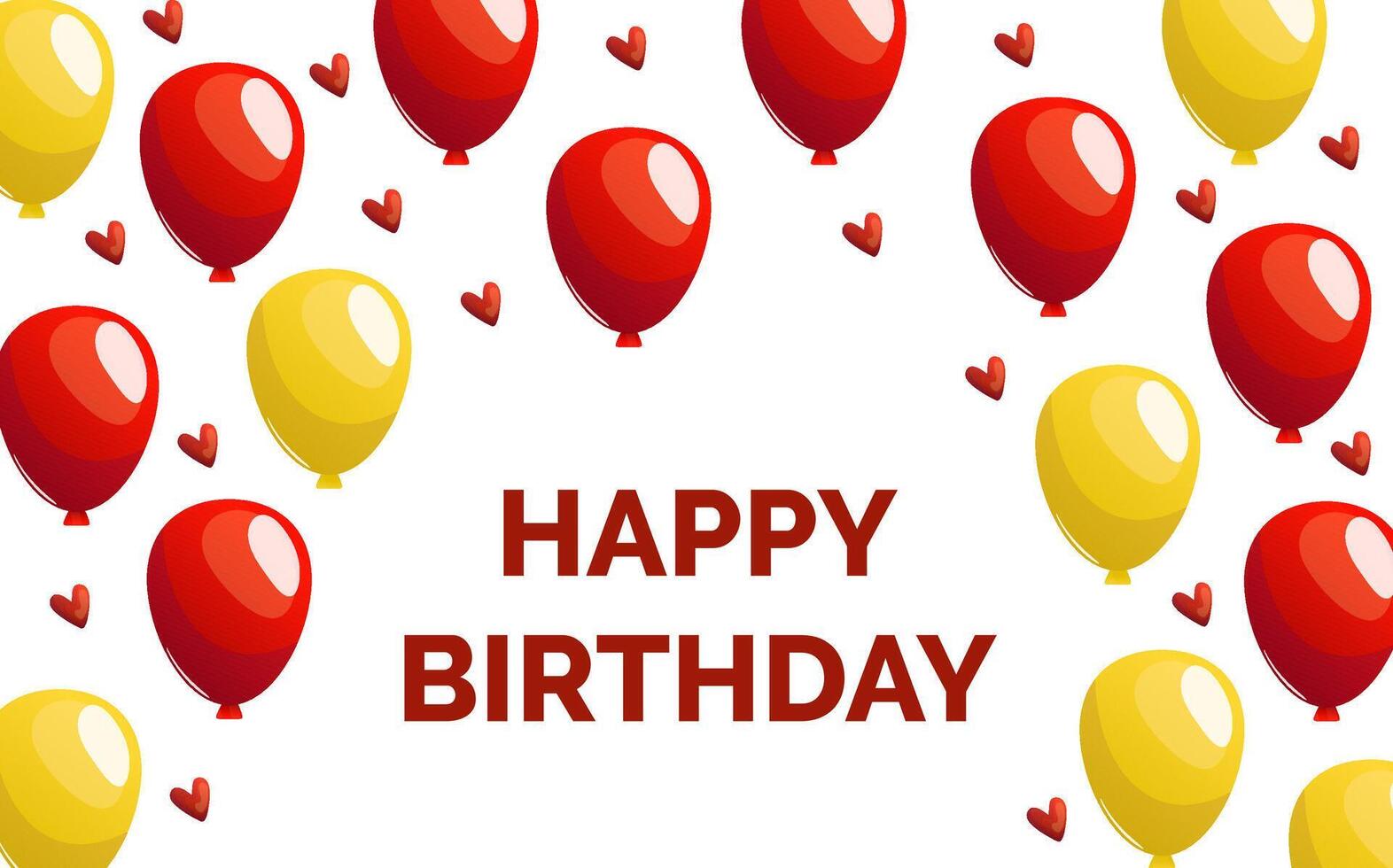 A cheerful birthday greeting card featuring vibrant red and yellow balloons surrounding the 'Happy Birthday' text. A perfect design to spread joy and celebration for any birthday occasion. vector