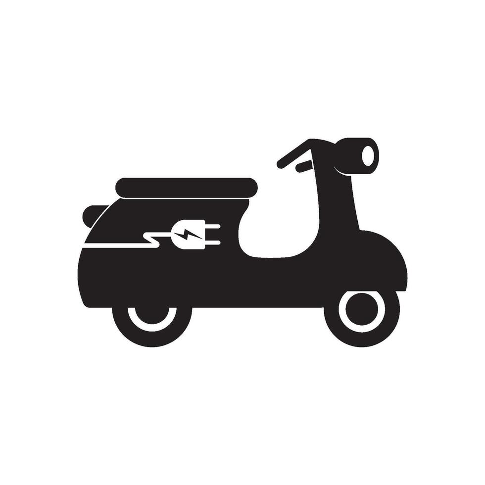 Electric motorcycle with plug pictogram icon design vector