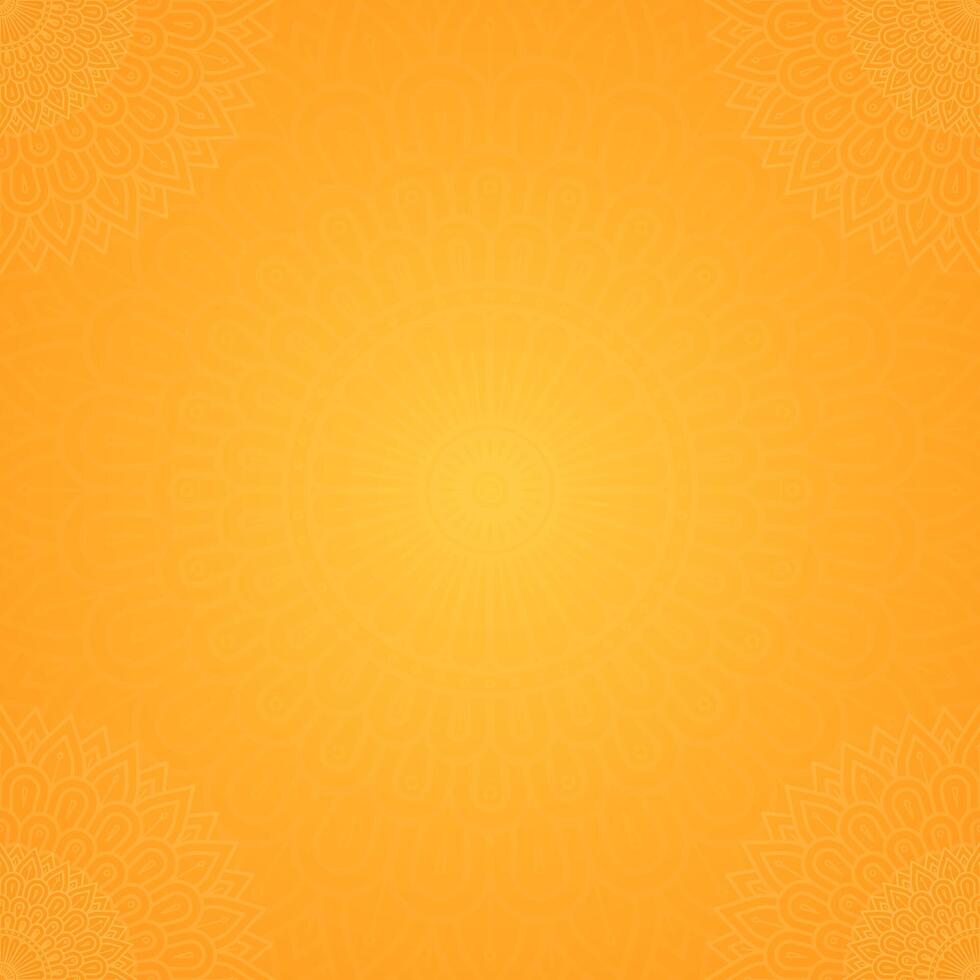 Simple Clean Symmetrical Elegant Mandala Blank Square Background with Subtle Floral Details in Vibrant Golden Orange Tones vector