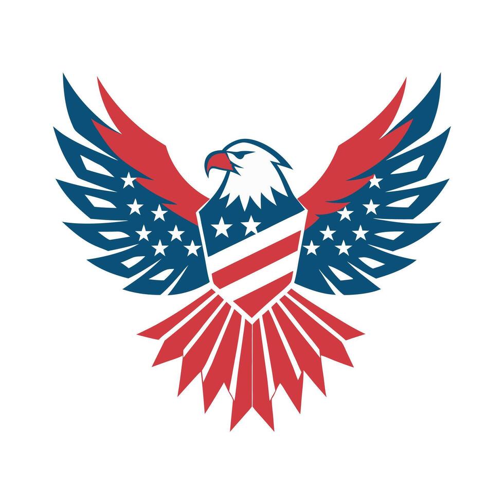 Eagle shaped with flag wings and stars vector