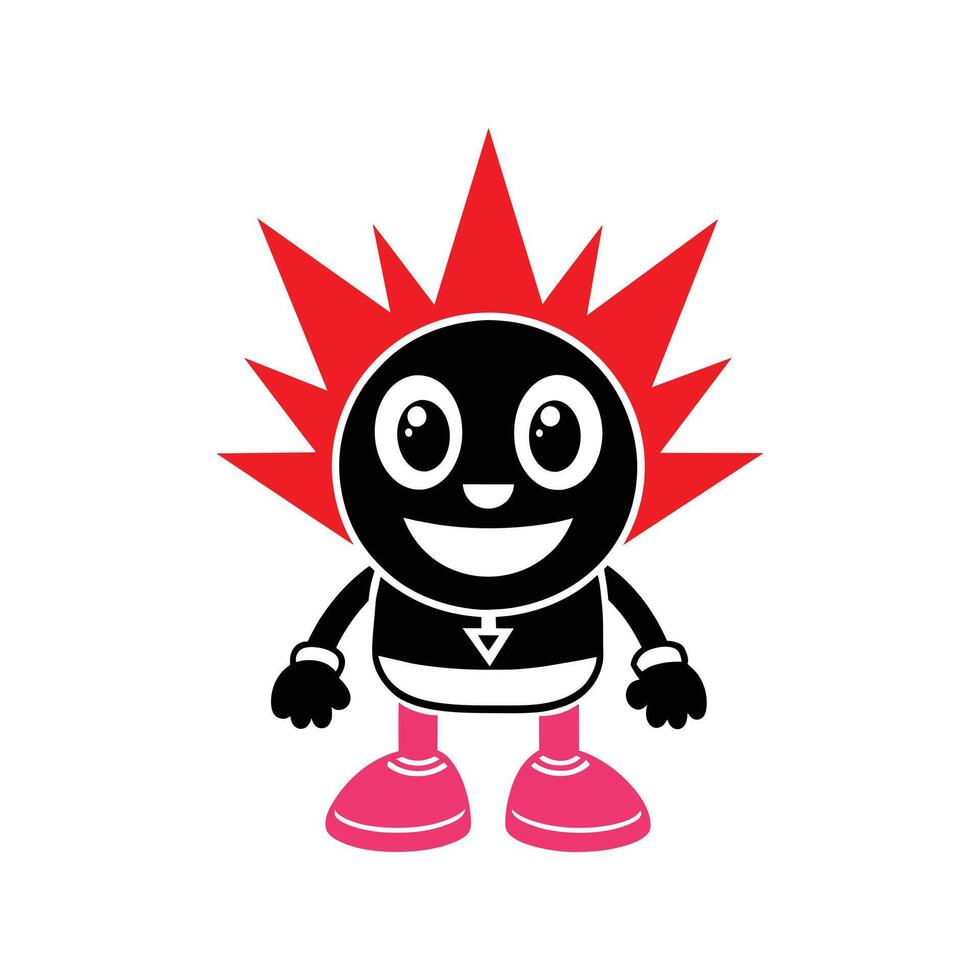 a robot cartoon character with red hair vector