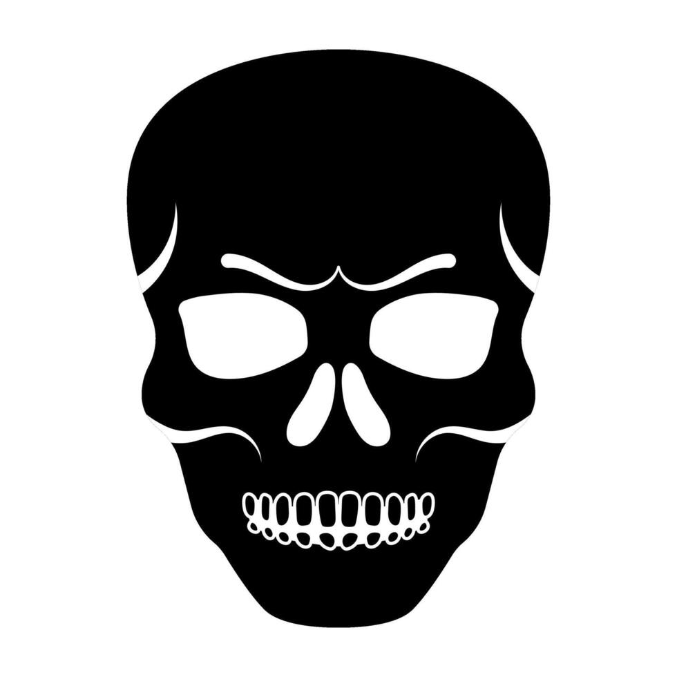 Black skull. Isolated illustration for rock store, tattoo, print, background, logo vector
