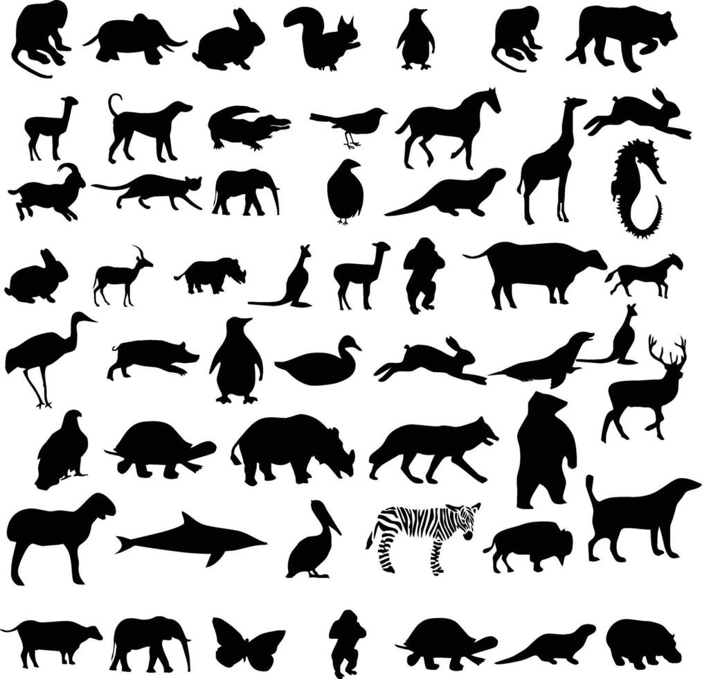 Silhouette Africa Safari Wild Animals Icons Design vector