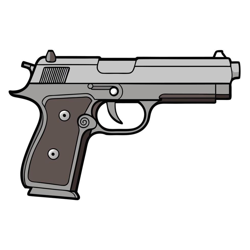 Beretta 92FS Firearm Line Art white background vector