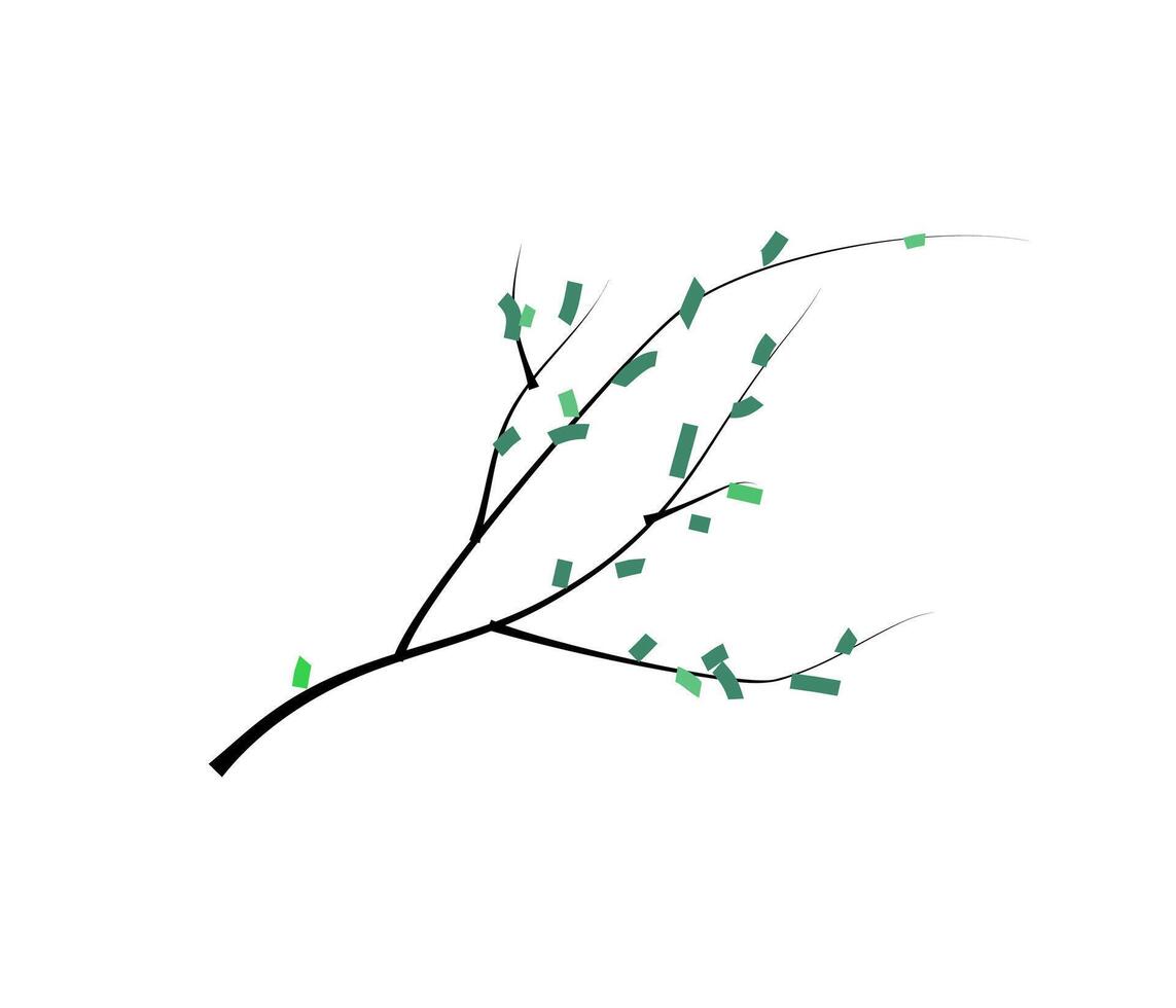 branch twig with leaves. plant natural stylized isolate. vector