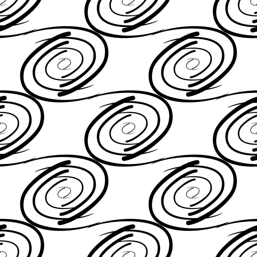 Seamless background black and white. Abstract pattern of rounded repeating lines vector