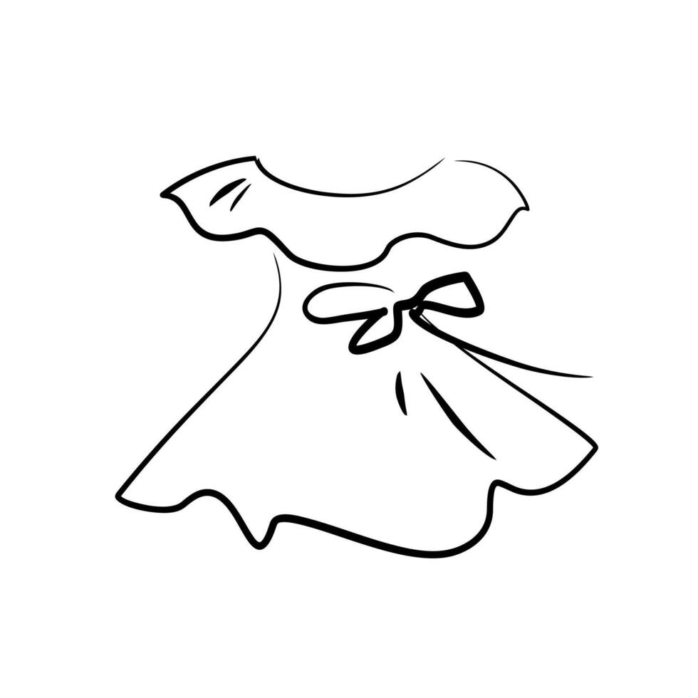 women's cocktail dress, hand drawn isolate. art clothes, wardrobe vector