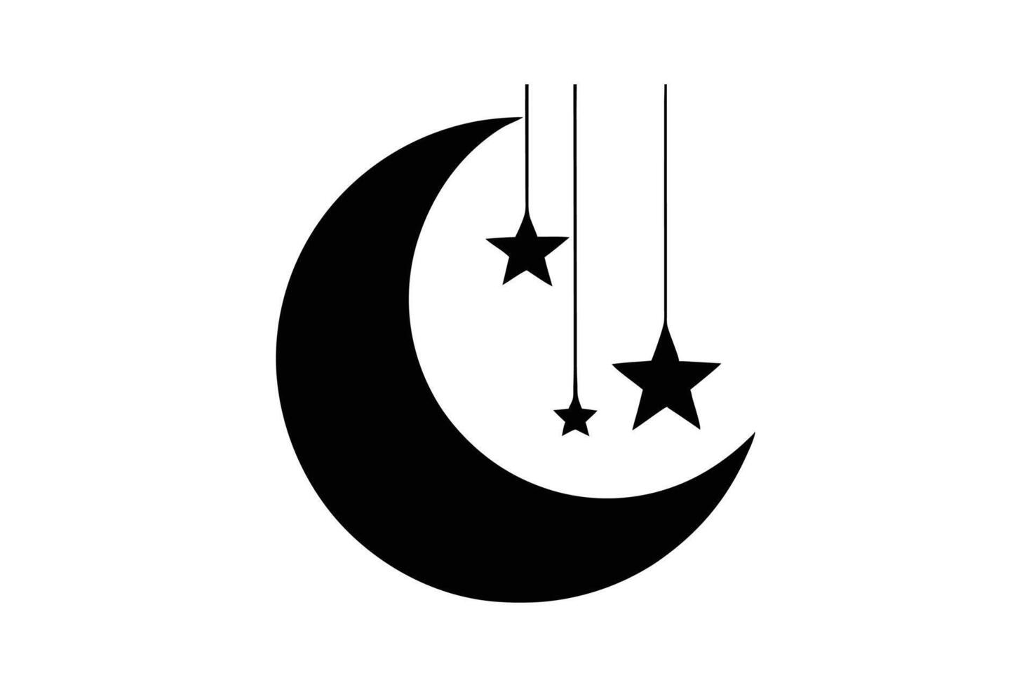 Ramadan moon silhouette icon illustration vector