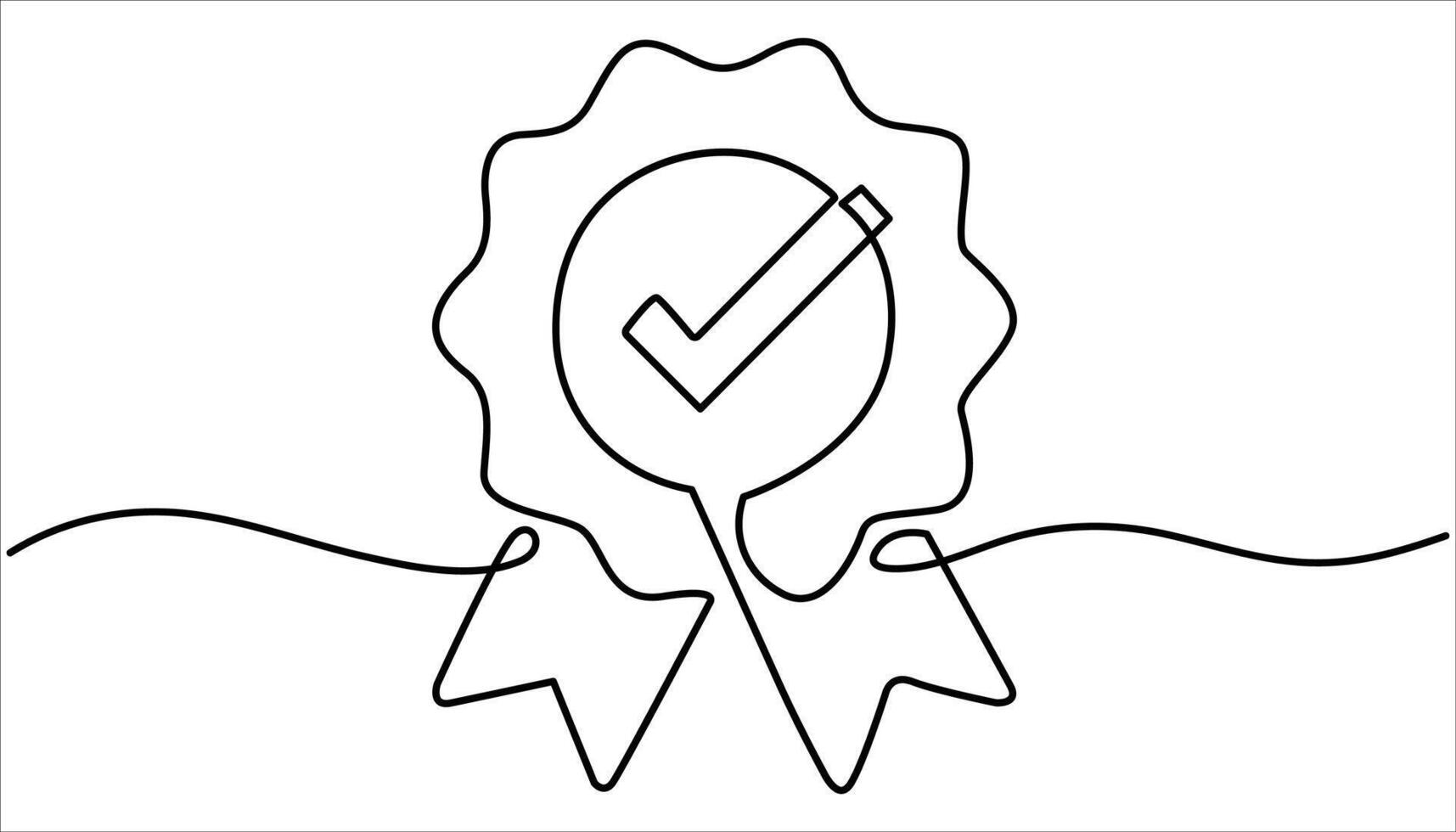 Award Badge continuous one line drawing illustration. Winner icon in hand drawn style. vector