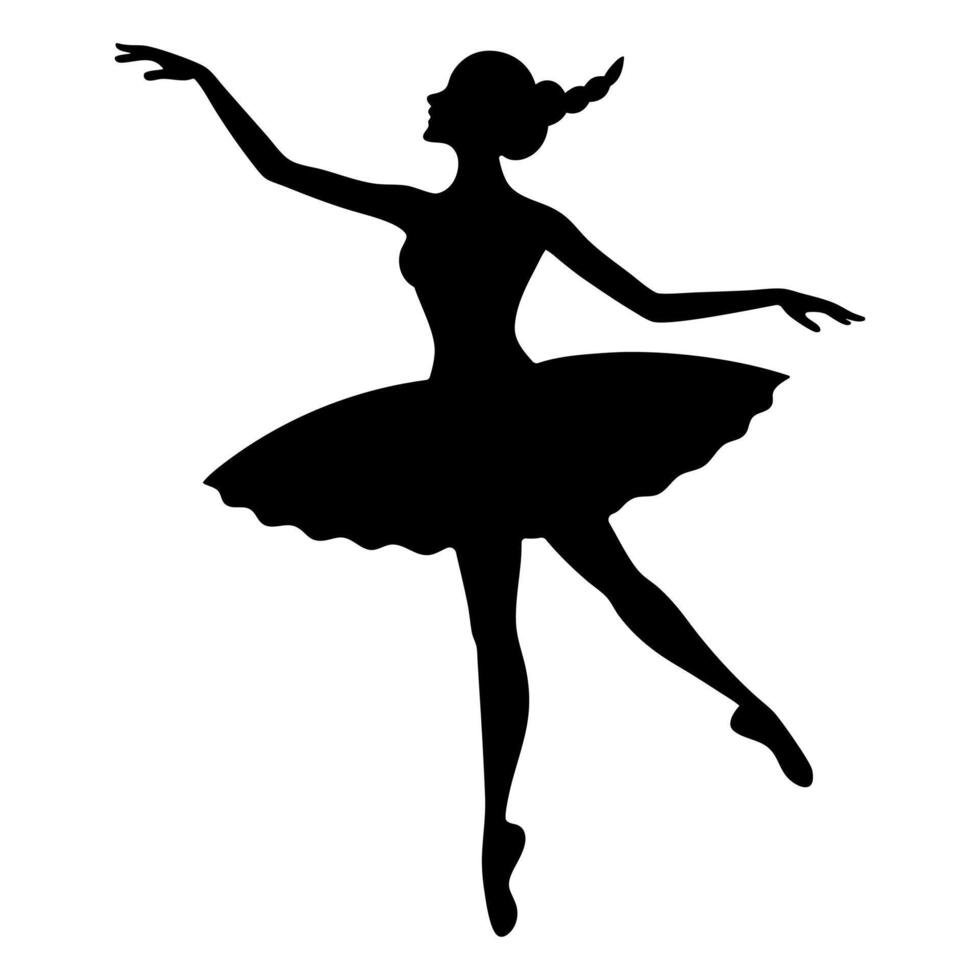 Elegant Ballerina girl dancing silhouette illustration on white background vector