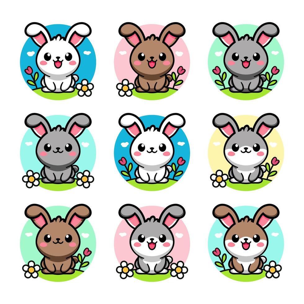 Adorable Bunny Variations vector