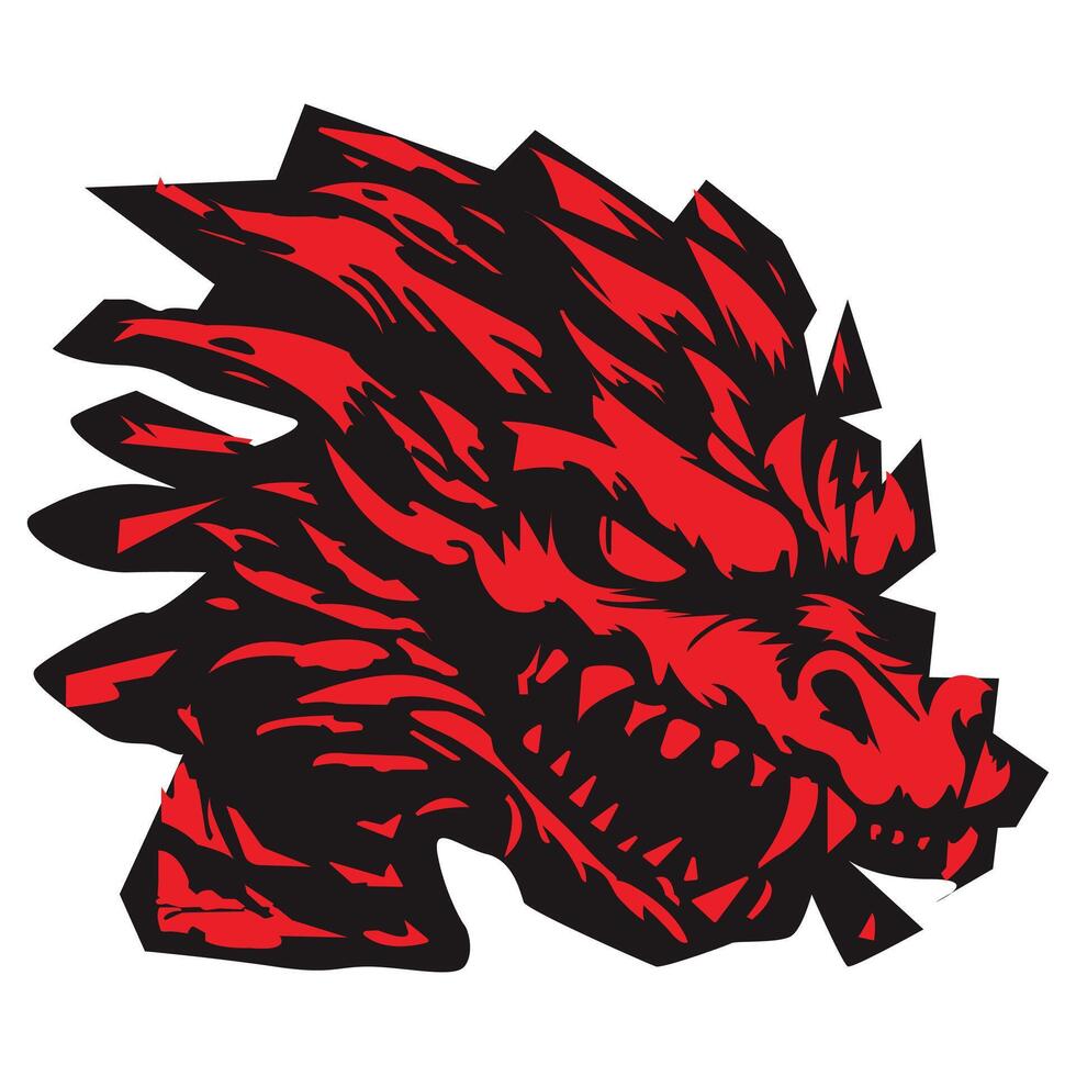 Dragon head in red colour vector