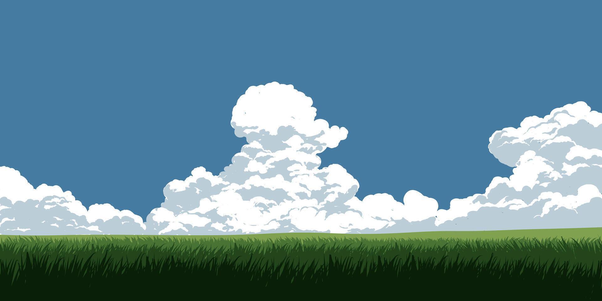 Prairie in sunny day. Nature background with grassland vector