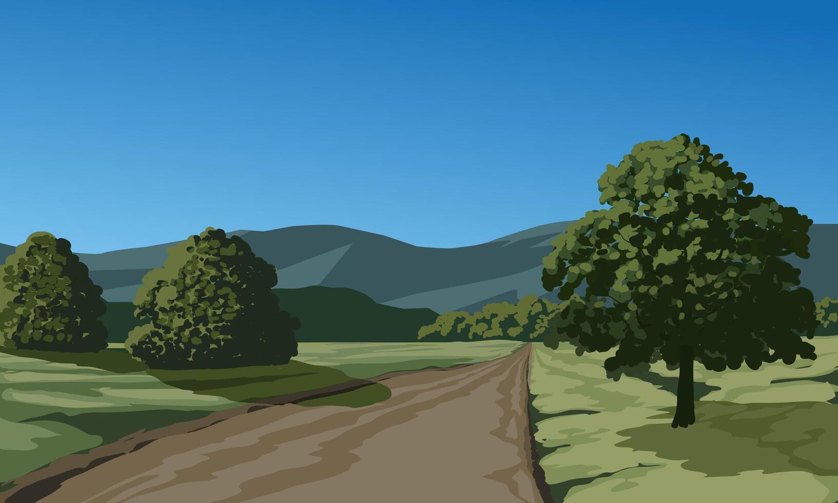 Countryside sunny day landscape with road vector