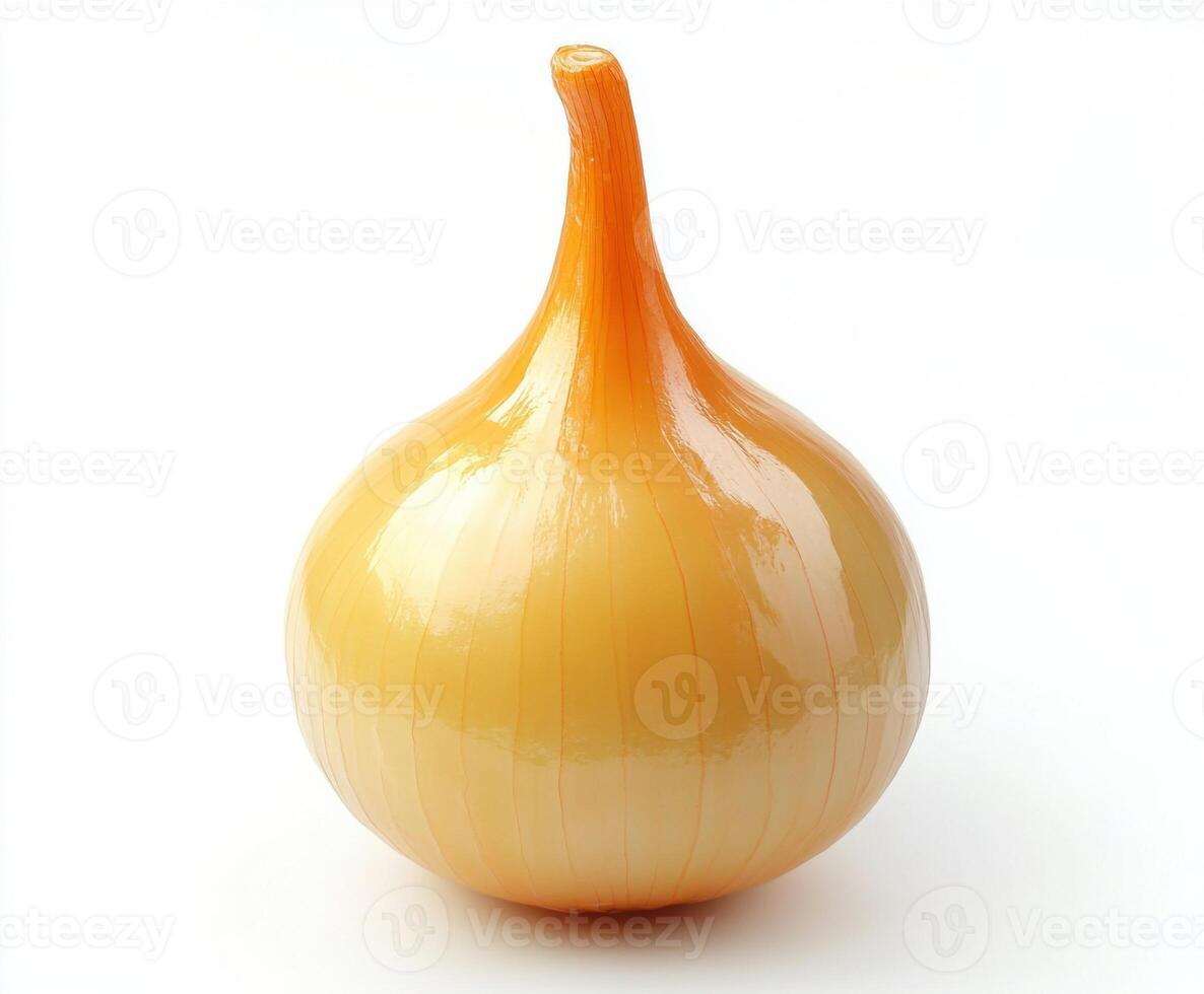 Unique yellow onion showing glossy skin and rounded shape with a bright color under soft lighting photo