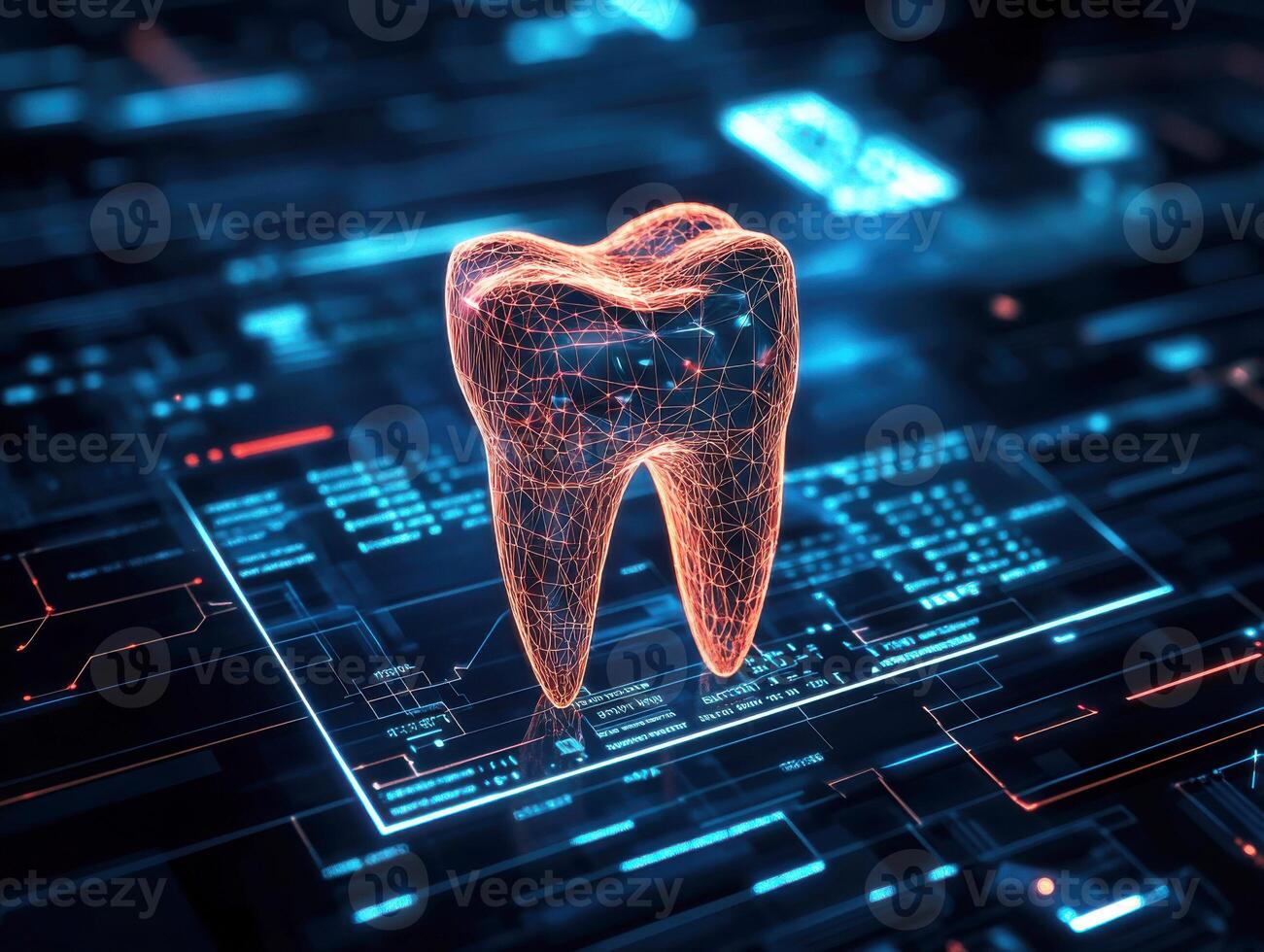 Digital representation of a tooth model showcasing technology and healthcare advancements in dentistry photo