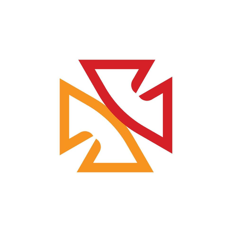 Line and Triangle Logo Template Icon red vector