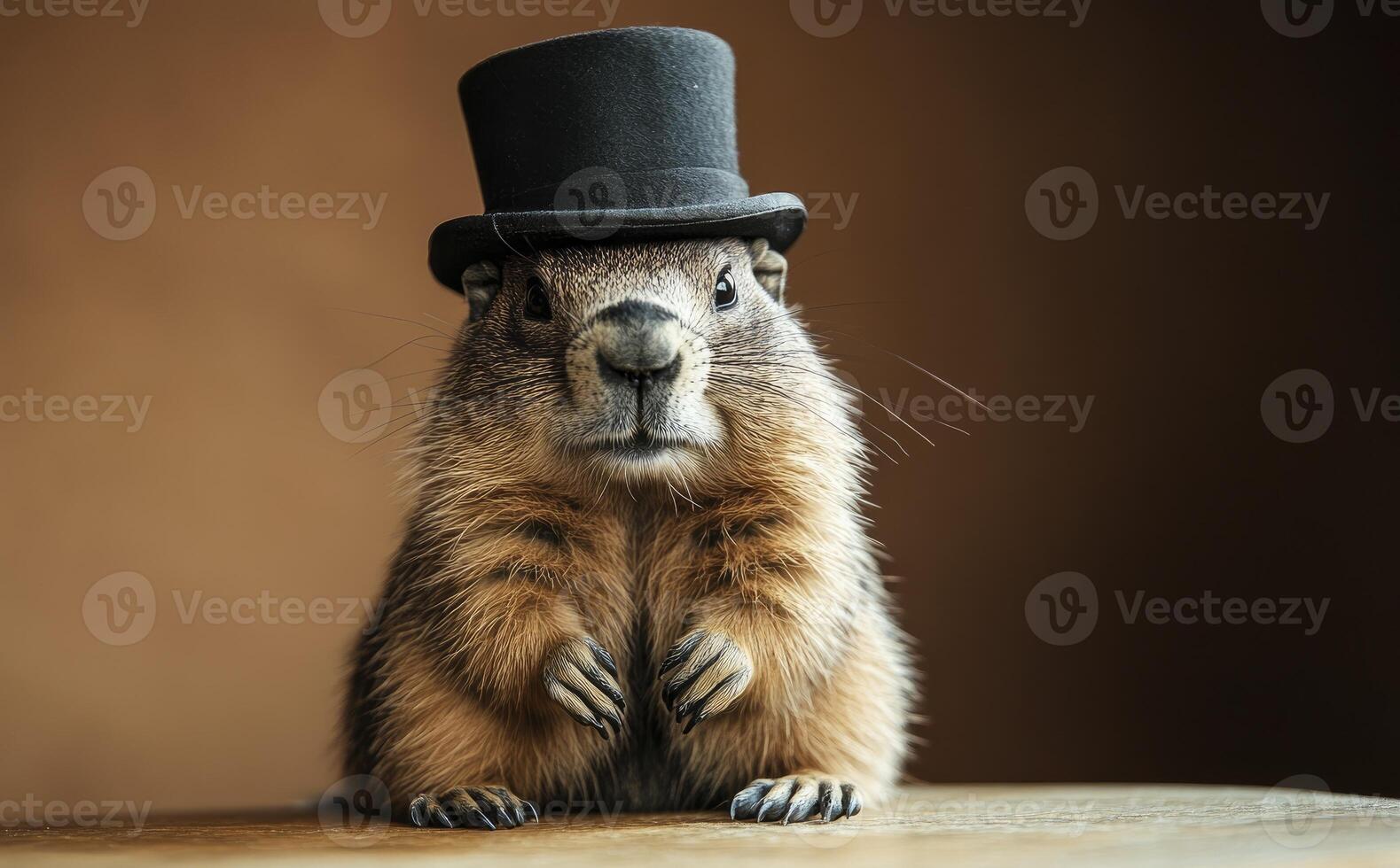 Marmot in Top Hat Funny Animal Photo for Meme and Social Media