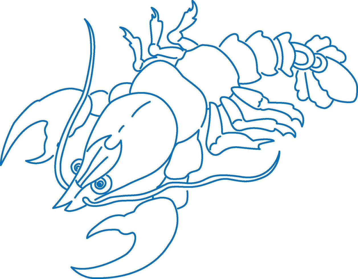 Lobster silhouette line drawing. vector
