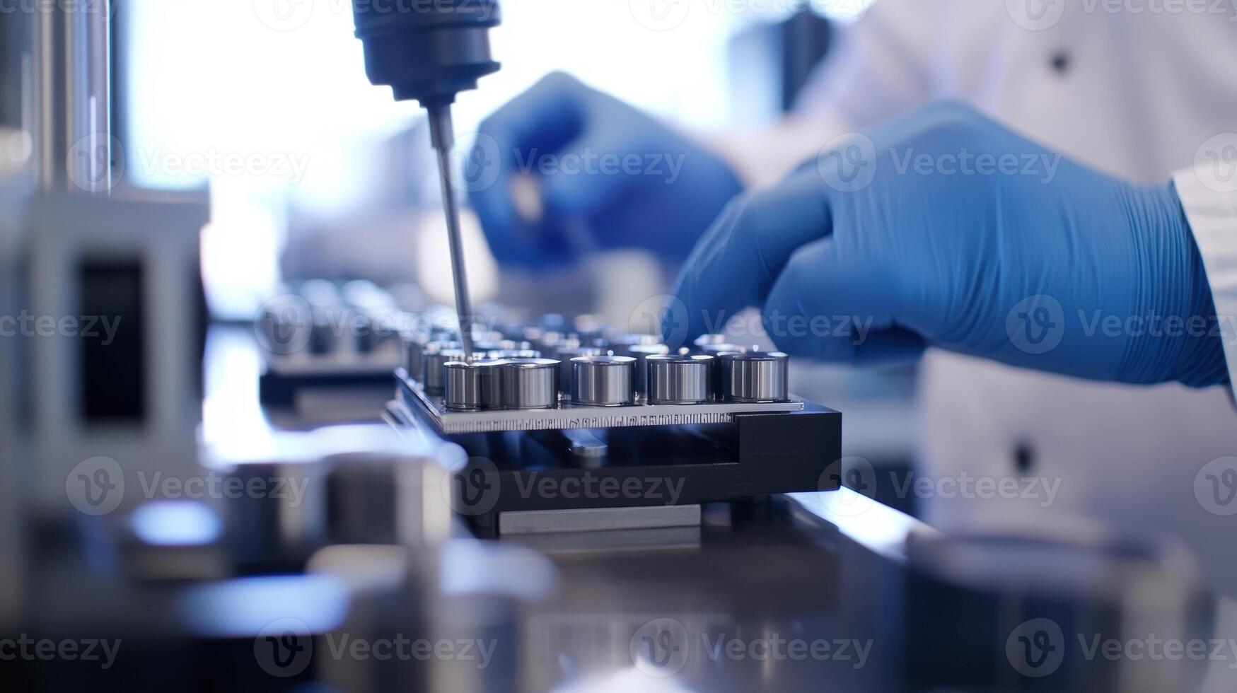 A set of calibrated weights and gauges laid out on a clean inspection table while a quality control engineer carefully assesses packaging for compliance with specifications photo