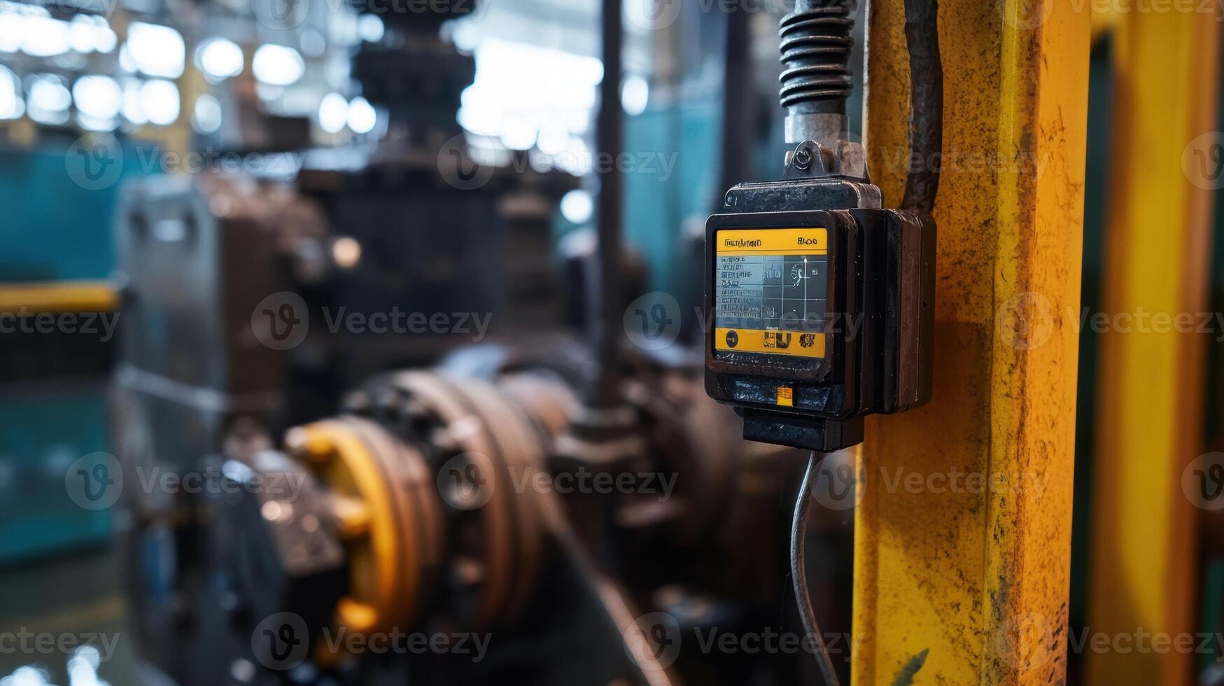 A contrastrich shot of an oillevel sensor attached to a large industrial pump highlighting its importance in routine monitoring to preempt equipment failures photo