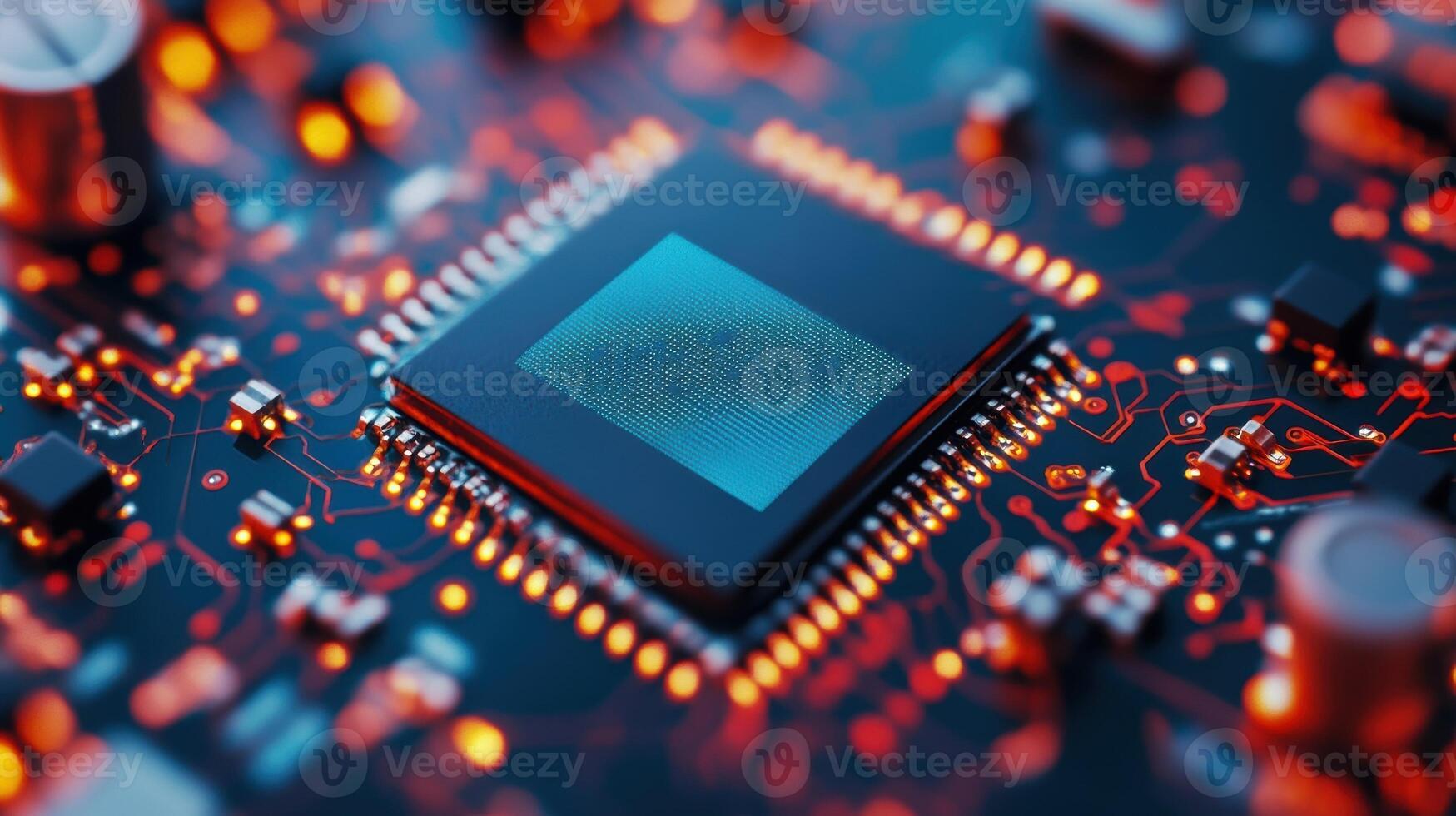 A closeup of an embedded microchip within a manufacturing component revealing the small technology that facilitates precise tracking photo