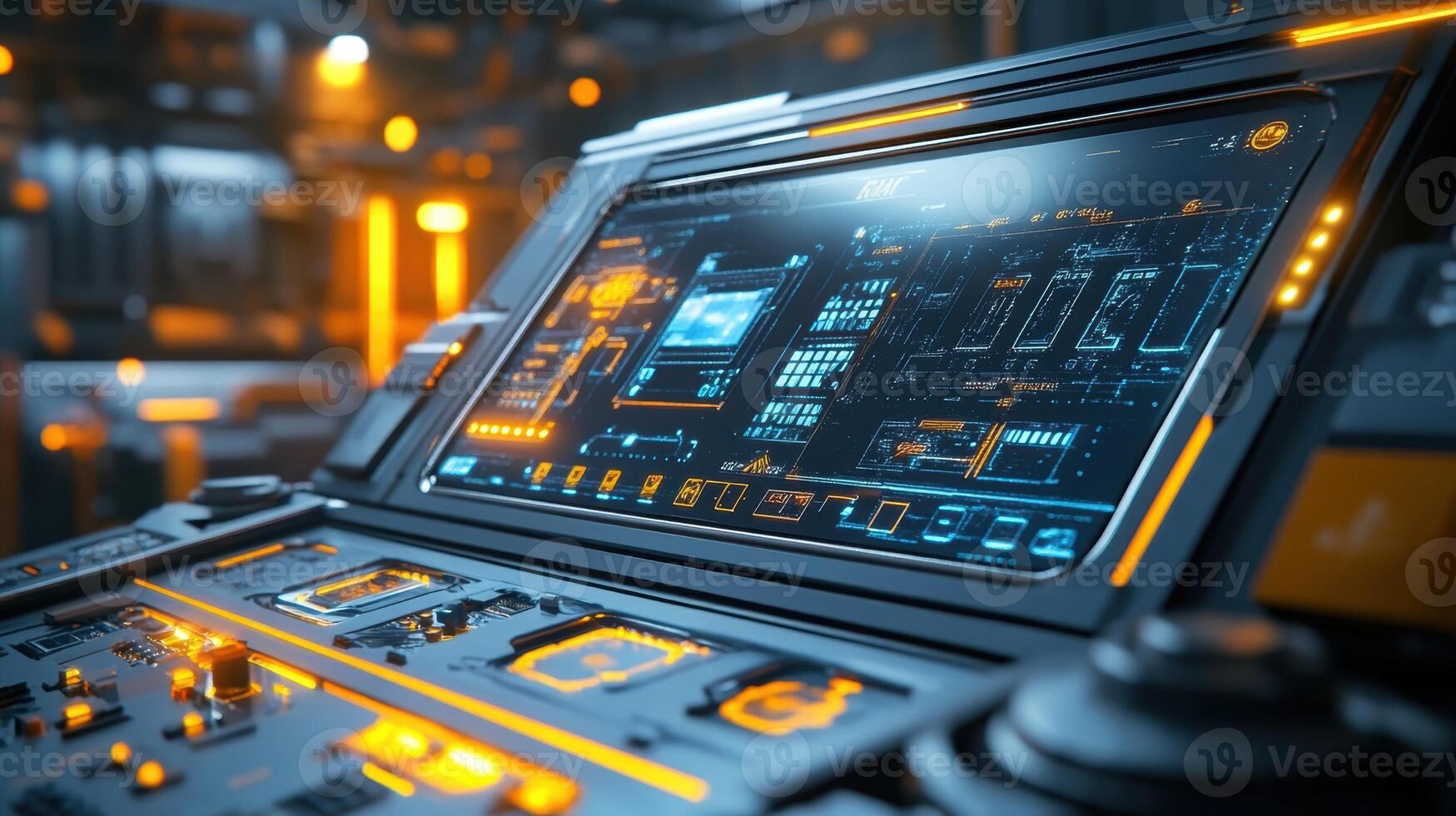 A microfactory control panel b with touchscreens and buttons allowing operators to toggle between different robotic functions effortlessly photo