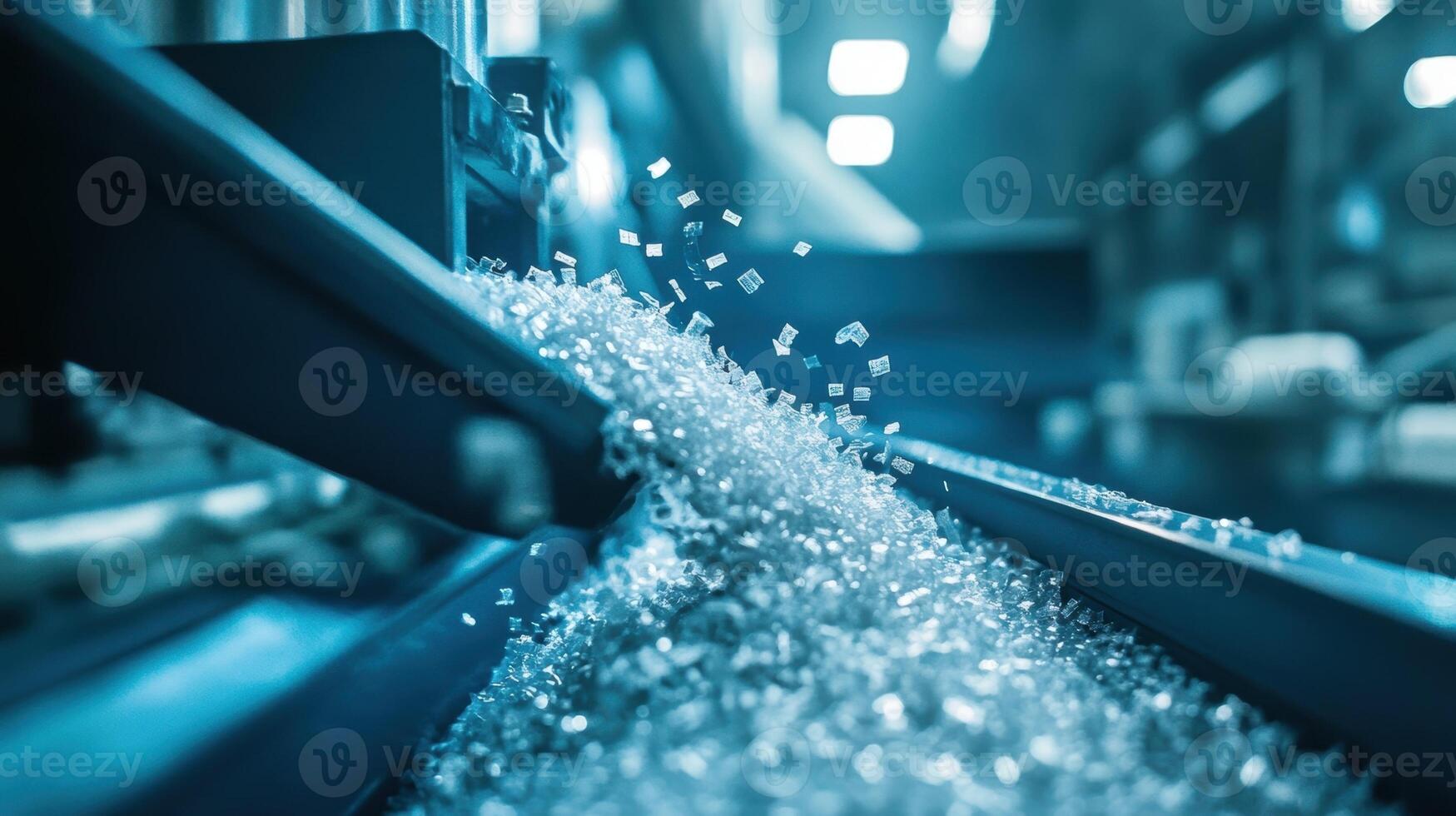 An image of ecofriendly biodegradable materials being extruded from a machine emphasizing advances in using sustainable resources in manufacturing photo